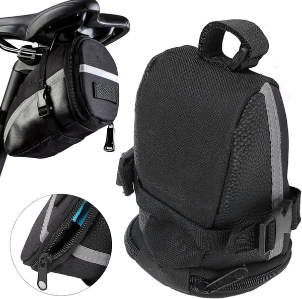 Rammepose - Sadelpose - Cykelsadelpose - 1,2L Cykelsadelpose - Polyester sadelpose med refleksstriber - Cykelsadelpose - Sikker og bekve...
