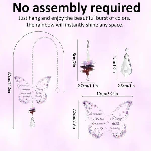 Sommerfugl Krystall Solfanger Bursdagsgave til Kvinner, Milepælsalder Gave 50th