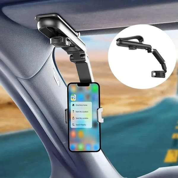 Solskærm Telefonholder til Bil Multifunktionel 360° Roterende Solskærm Mobiltelefonholder med iPhone/Samsung/Android Green