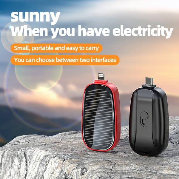 Mini aurinkovoimalla toimiva varavirtalähde 1200 mAh – Hätävaralaturi ulkokäyttöön *Micro Android Punainen* Micro Android Red