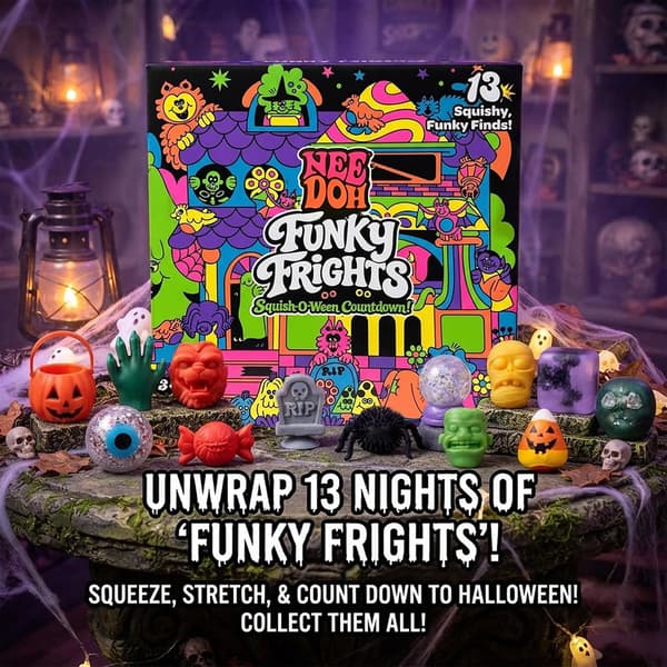Needoh Funky Frights Squish-O-Ween Nedräkningskalender 13 dagar med Halloween Adventskalender Överraskningar Sensoriska Fidgetleksaker för barn Vuxenpresent (H) A
