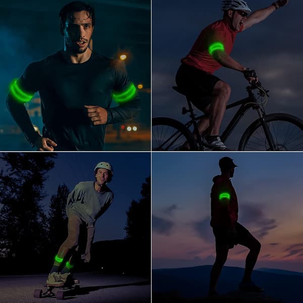 2 stk. Oppladbare LED-armbånd, LED-reflekterende løpearmbånd