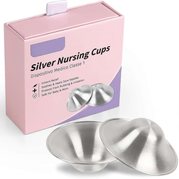 925 Sterling Silver Nipple Shields, Silver Cups for Breastfeeding, Breast Protection for Newborns, Essential Nipple Protectors and Inserts JP{F2}