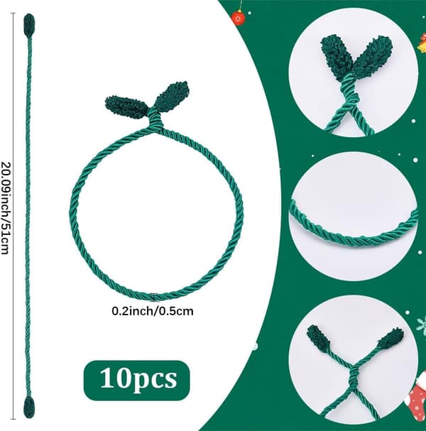 Julegirlander Vribånd 10 stk 50 cm, Dekorative Fleksible Vribånd til Krans og Trapp green