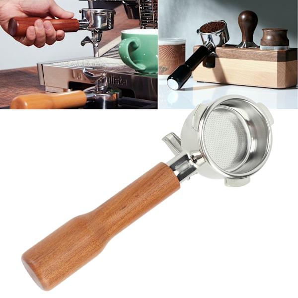 Kaffe Portafilter 54mm Kaffe Dobbelt Tud Portafilter Rustfrit Stål Kaffe Tud Portafilter Til Breville 870 880 Kaffemaskine C1 Palisander