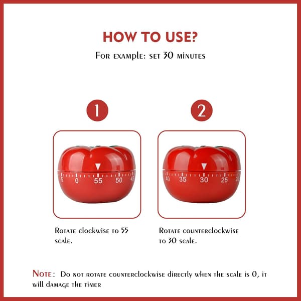 Mekanisk kjøkkentimer nedtelling tomat-timer (F237)