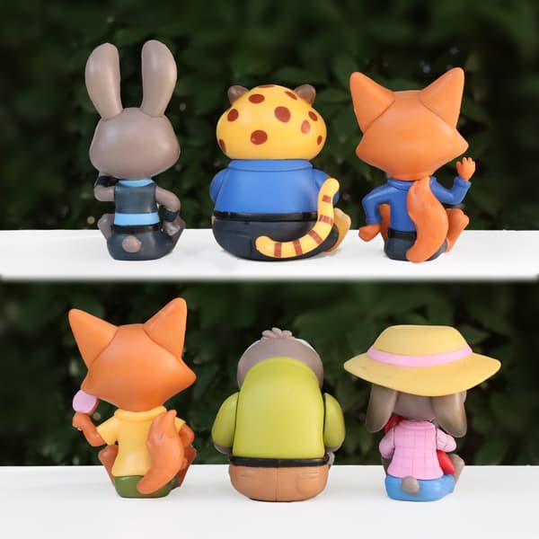 Zootopia Figur Sæt | 6-Dels Samleobjekt Legetøjsfigurer | Sjov Bilinstrumentbræt Dekoration