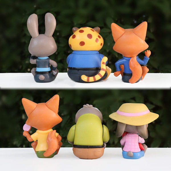 Zootopia Figursett | 6-delt samleobjekt | Morsom dekorasjon til bilens dashbord