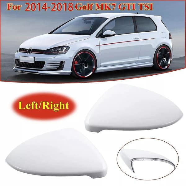 2x Kompatibel med - Golf 7 Mk7 - 2014 2015 2016 17 2018 Främre Vit Bakre Sidospegelkåpa C{F2}