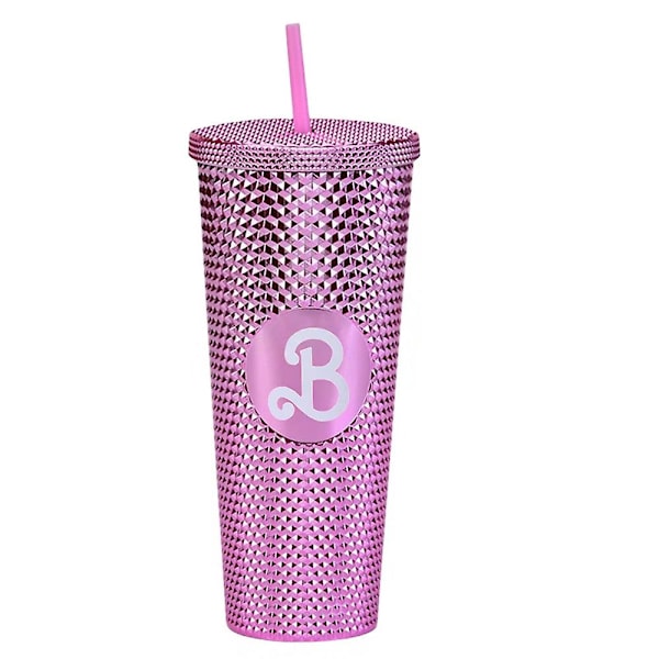 Film Barbie Spiked Tumbler Drickmugg med Sugrör Vattenflaska Kreativa GåvorBY Rose Red