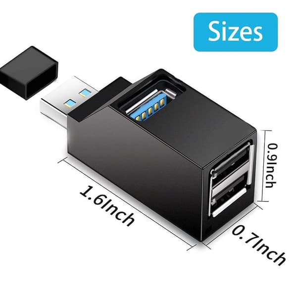USB-hub, Mini USB 3.0-hub eller bærbar adapter (3 porter)}F2{
