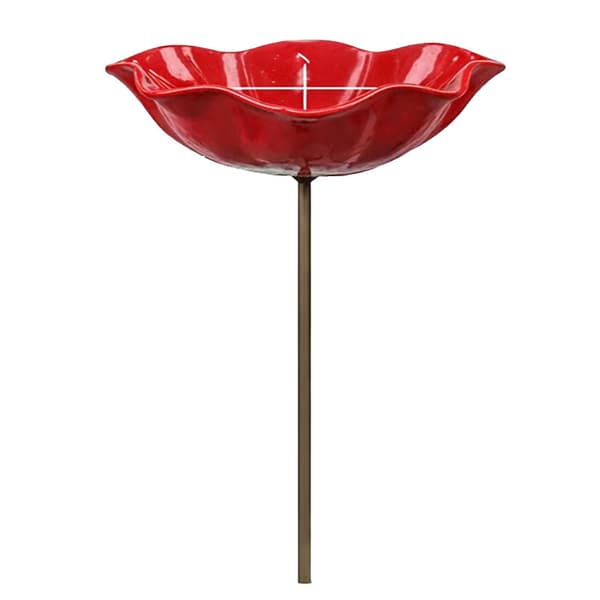 Fuglebad Metal Havefoderautomat Blomsterdesign Udendørs Fuglevandskål Insekt Bifoderautomat Terrasseindretning Holdbar Red