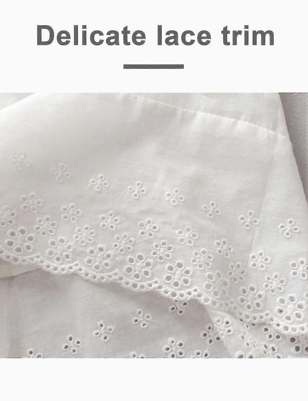 100% bomull dam underkjol med spetsbroderi Ivory-70cm Length L