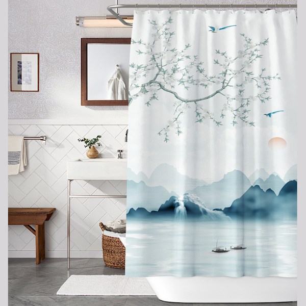 (80 x 180 cm) Bruseforhæng Hvid, Anti-Skimmel, Vandtæt