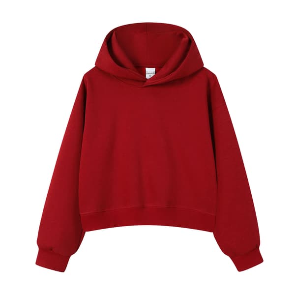 Cropped hættetrøje til kvinder, afslappet pullover hættetrøje crop top*M*Claret Claret M