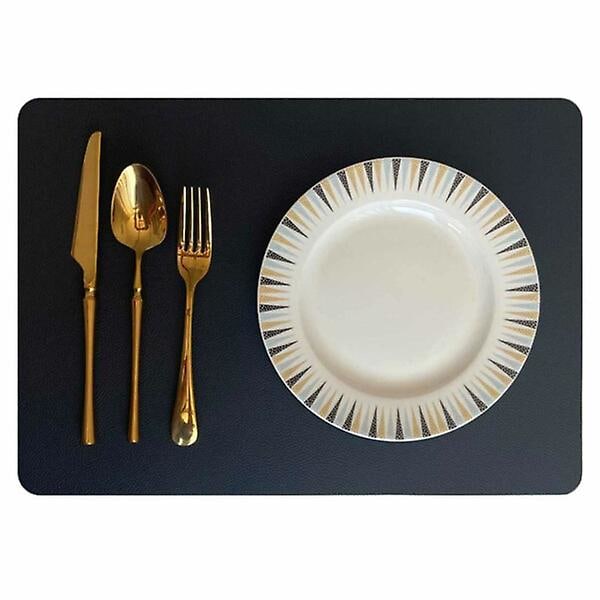 4 kpl ruokaliina keinonahkaa suorakulmainen musta 43x30cm musta{F2}