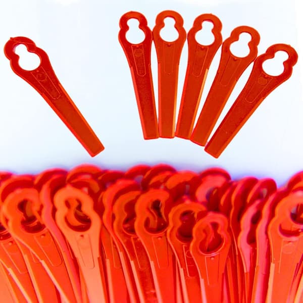 60 stk. reserveblader - reserveblader i plast - trimmer - Plastgressklipperblad - plastblad for trådløs gresstrimmer (rød)