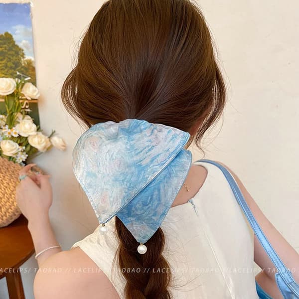 Ternet blonde-scrunchie — Elastisk hårelastik & modetilbehør*65# Stjernehimmel oliemaleri perlevedhæng, ca. 20cm**65# 65#