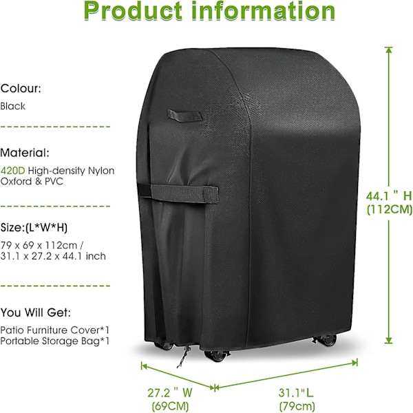 Grillin suojus, 31-tuumainen vedenpitävä kestävä kaasugrillin suojus, 420d BBQ Brinkmann, Char-broil, Jenn Air ja Holland Small (31\" P x 27\" L x 44\" K)