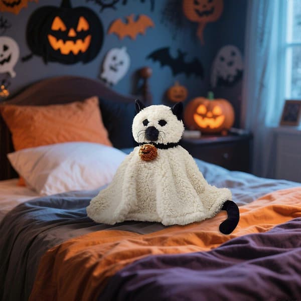 Pottery Barn Cleo Katte-spøkelse Formet Pute Halloween Dekor Gave{f2}