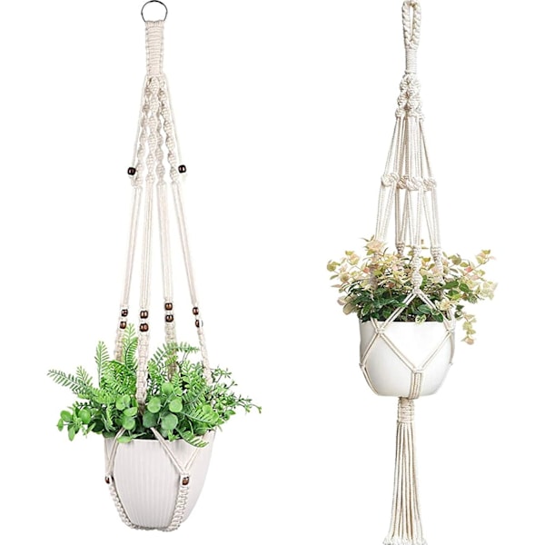 2 stk. hængende plante makrame reb bomuldsreb hængende plante po{f2}