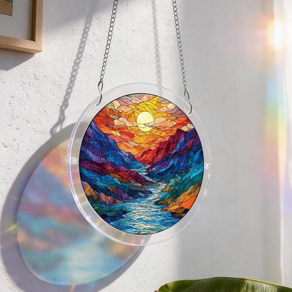 Solkatcher Akryl Puslespill Ornament Fargerik Vindusdekor Lysfanger Rund Kunstdekorasjon*DP032* DP032
