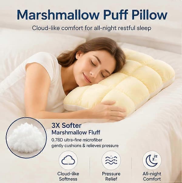 Marshmallow Pute Kjølende Marshmallow Puff Pute, Dunalternativ, Fluffy Pustende Sengpute For Side-, Rygg- Og Magesovere White