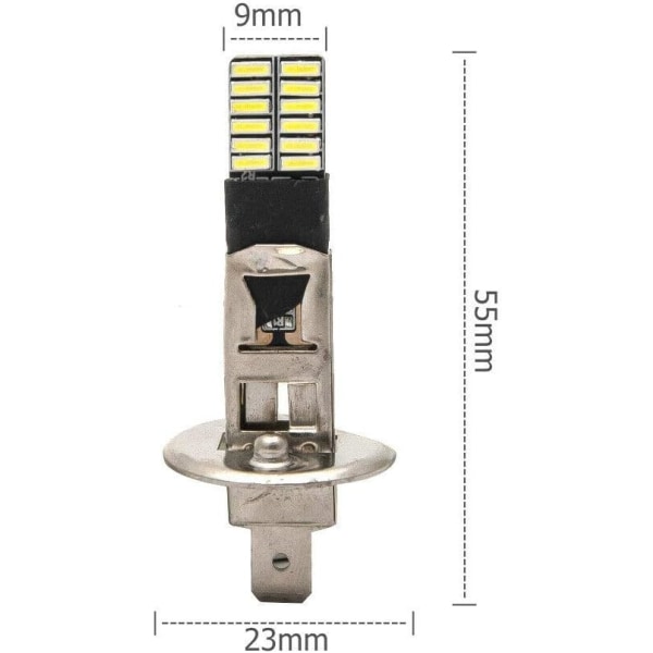 2 st 24-SMD 4014 LED-strålkastarlampor H1 dimljus/DRL dagsljus/fordonskörningslampa, 6000K vitt ljus