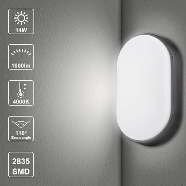 {hw} LED Væglampe Elliptisk Lampe Sort Lampe 220*135*70mm