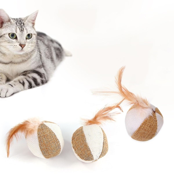 Cat Catnip Toy Comfortable Bite Resistant Ultra Soft Kitten Chew Ball With Feather For Indoor