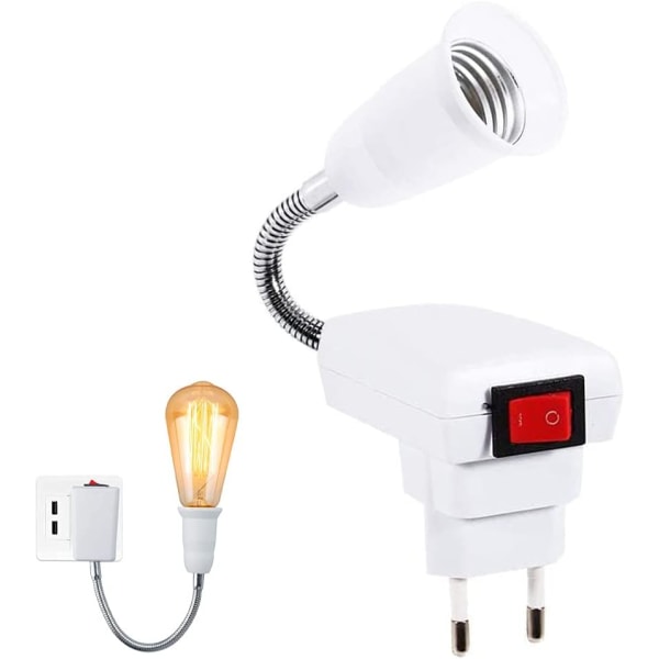E27-uttag med trådlös strömbrytare, 360 graders justerbar LED-lampa dörrlampa för kontorsrum kök Vägglampa, sängläslampa (ingen glödlampa)