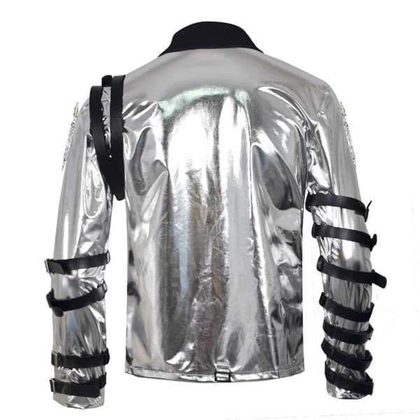 Michael Jackson Bad Tour hopeanvärinen metallitakki retro rock -lavaesitystakki Jacket XL