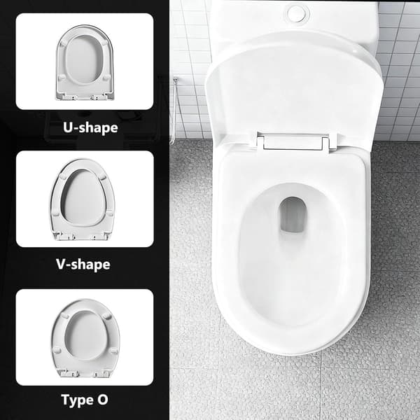 Toalettseteputer - 12-delt erstatningsbuffersett - 8 ringputer 4 lokkputer for WC-sete Anti-sjokk Hvit