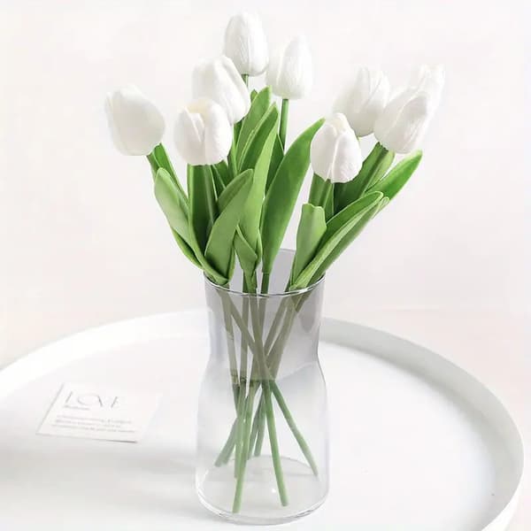 30 stk. kunstige tulipanbuketter – \"ekte\" tulipanblomster til bryllupsdekor *Solnedgangsglød* Sunset Glow