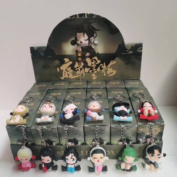 {hw} 24-delars blind box figur nyckelring, söt tecknad nyckelring med hål Ink Plum