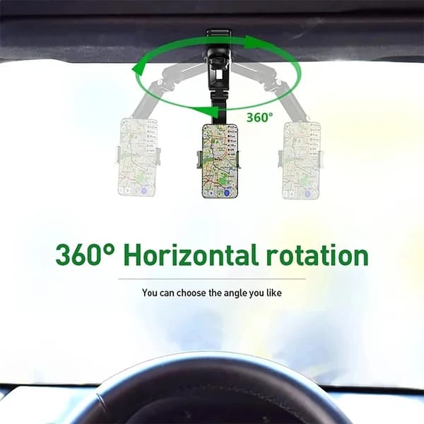 Solskjerm Telefonholder for Bil Multifunksjonell 360° Roterende Solskjerm Mobiltelefonholder med iPhone/Samsung/Android Green