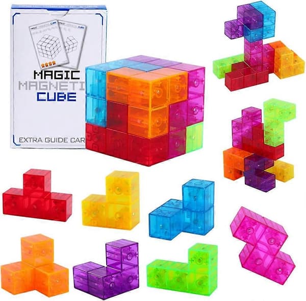 3D Magnetiska Byggklossar Magiska Magnetiska Kuber, Set med 7 Multi-Formade Magnetiska Klossar{h}