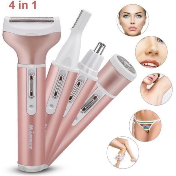 Elektrisk rakapparat Epilator Trimmer för kvinnor 4 i 1 Bikinirakapparat för näsa ögonbryn, rosa