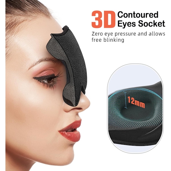 Søvnmaske for sidesovere kvinner menn, øyemaske for søvnljusblokkering, 3D Contoured Cup Sleeping Mask