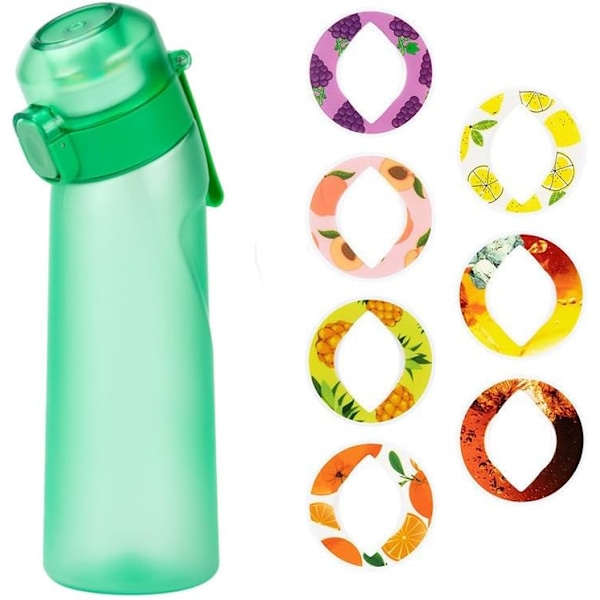 Vesipullo tuoksukapseleilla, 650 ml juomapullo 7 hedelmäkapselilla, pillillä (satunnaiset tuoksukapselit{F2} Frosted black (7 random rings)
