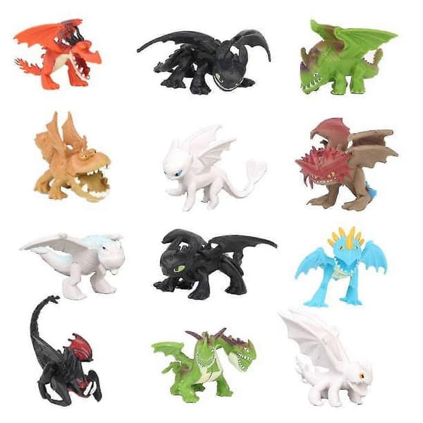 12 stk. How to Train Your Dragon Figurer Nightmare Toothless 3 Figurer Beste Gaver Til Barn(F2)