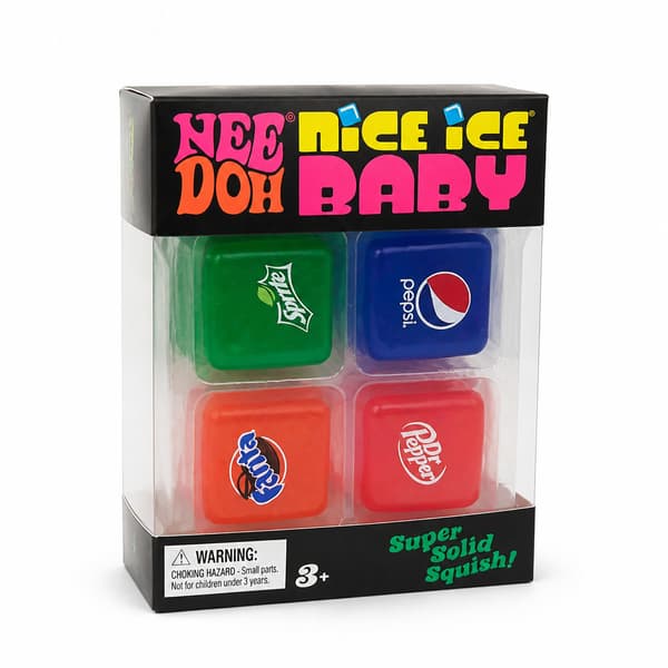 Squeeze Soda, Schylling NeeDoh Maltos Stressaflastningslegetøj, Klemmebold, 4-i-1 Mini Cola Klemmelegetøj{F2}