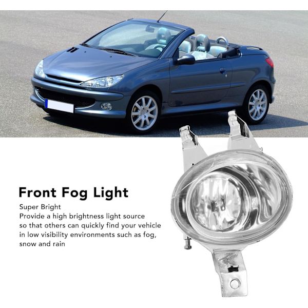 LED frontlykt for tåke, egnet for 206 2000-2008, tilbehør til frontfanger, kjørelys, frontfanger tåkelys høyre 6205T2