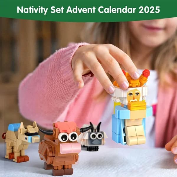 Gör-det-själv Julkalender Jesus Födelse Bricks Leksaker 24 Dagar Nedräkning Julkalendrar Jul Heminredning C