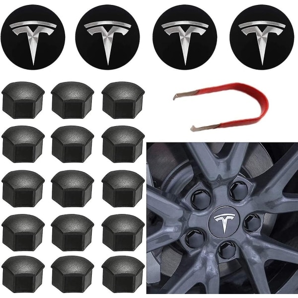 REMAKE Hjulkapselsett for Tesla Senterkapselsett Hjulkapselmutterdeksler Senter Modifikasjonsdeksler for Model Y Model 3 Model S Model X - Perfekt