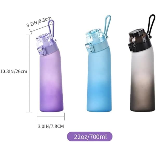 Air-Up Vattenflaska 700ml – 8 Smakkapslar | Sockerfri & Aromatisk | Gradientfärg med Sugrör Svart（F2） black