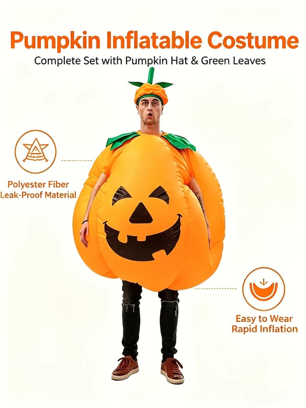 Halloween gresskar kostymefest oppblåsbare klær for voksne menn og kvinner En storlek Orange