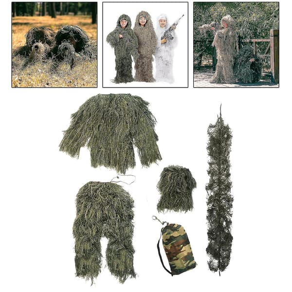 Barn Ghillie Kostym Kamouflage Dräkt för Krigsspel Fotografering Skogsgrön 140~160cm