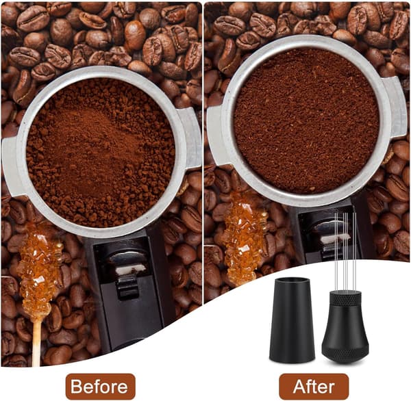 Espresso kaffedistributør med stativ, 7-stiftet 0,35 mm værktøj i rustfrit stål, barista tilbehør