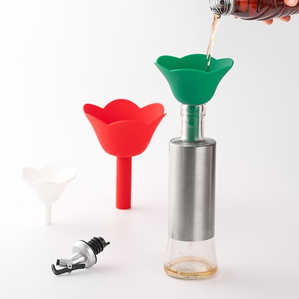 Silikonblomsterfunnelset - 3-delad köksoljetratt - Bärbar vätskedispenser för matlagning och bakning 3pcs